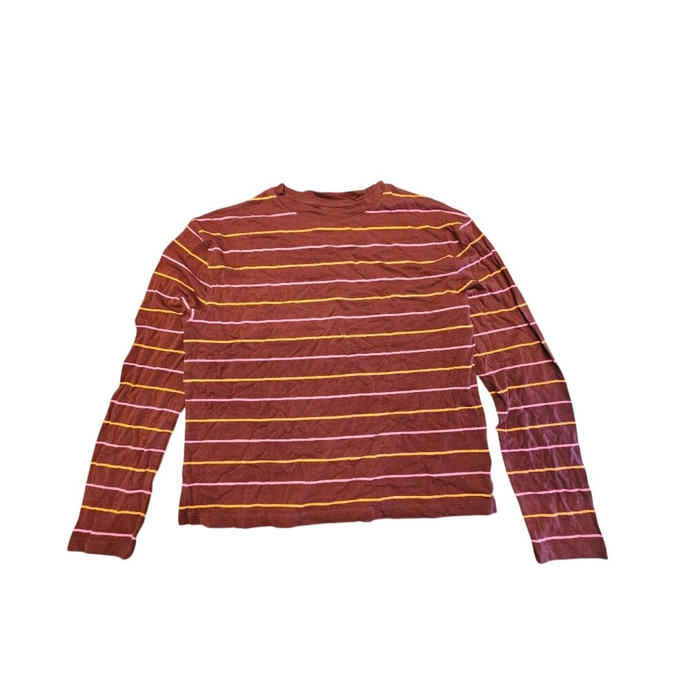 A new day shirt‎ small maroon stripes long sleeve nwt pullover